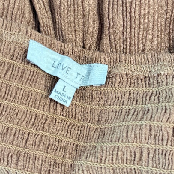 Love Tree Womens Dress Brown Crochet Waist Ruffle Hem Spaghetti Strap L - Picture 8 of 13